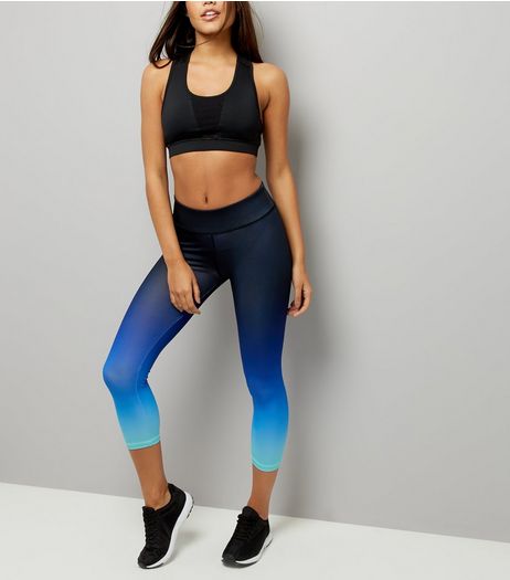Blue Ombre Fade Print Sports Leggings | New Look