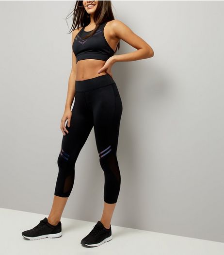 Black Holographic Trim Sports Leggings | New Look