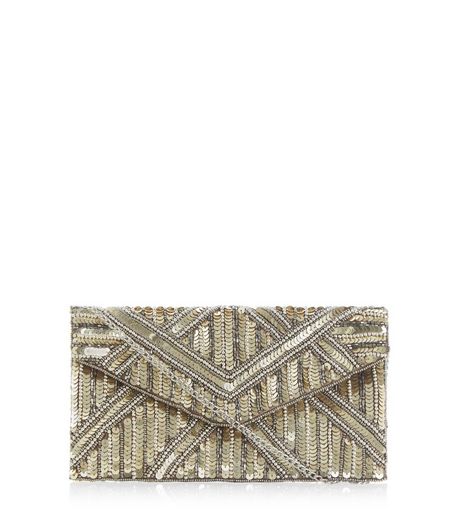 Gold Embellished Clutch Bag | New Look