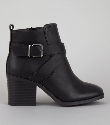 Wide Fit Black Square Toe Heeled Boots | New Look