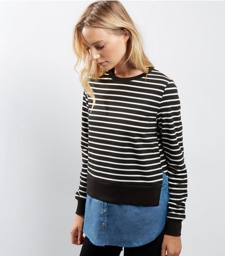 Blue Vanilla Black 2 in 1 Stripe Sweater | New Look