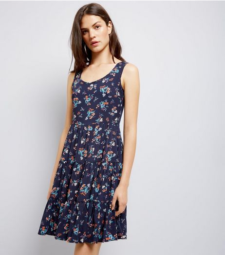 Blue Vanilla Navy Floral Print Dress | New Look