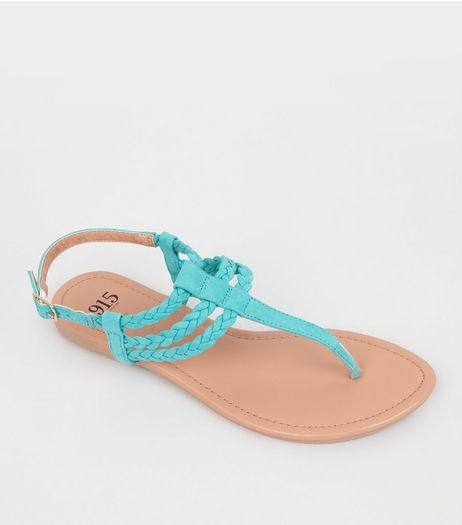 Teens Mint Green Suedette Plaited Sandals | New Look