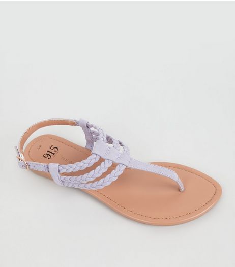 Teens Lilac Suedette Plaited Sandals | New Look