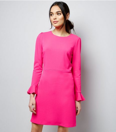 Mid Pink Bell Sleeve Tie Waist Dress | New Look