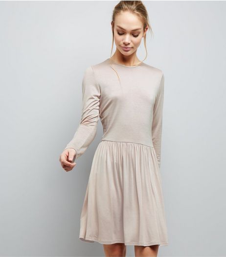 Dark Grey Jersey Long Sleeve Smock Dress | New Look