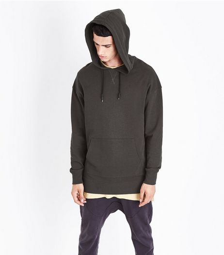 Dark Grey Dropped Shoulder Longline Hoodie | New Look