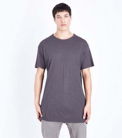 Grey Split Hem T-Shirt | New Look
