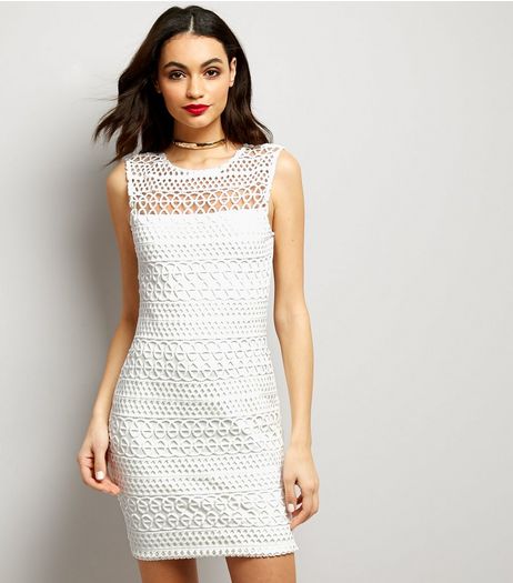 AX Paris Cream Lace Sleeveless Bodycon Dress | New Look