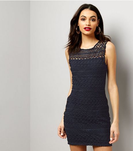 AX Paris Navy Lace Sleeveless Bodycon Dress | New Look