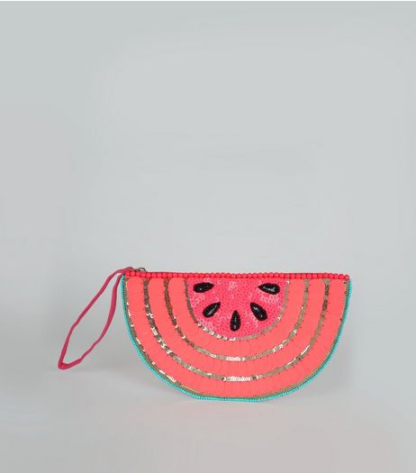 Pink Watermelon Embellished Clutch Bag | New Look
