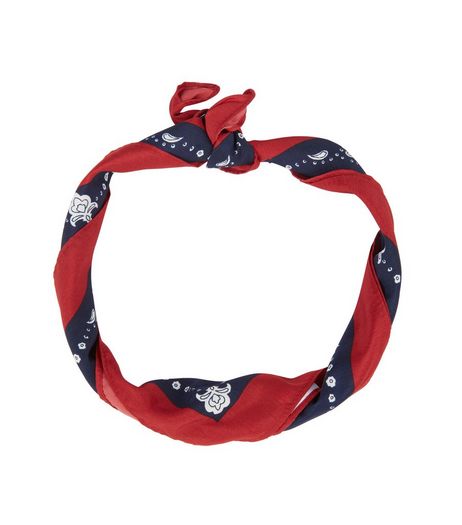 Red Colour Block Abstract Print Bandana | New Look