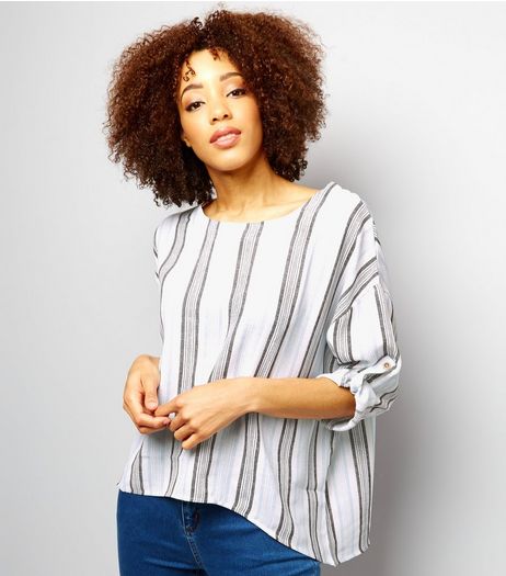 QED Navy Stripe Drop Sleeve Top | New Look
