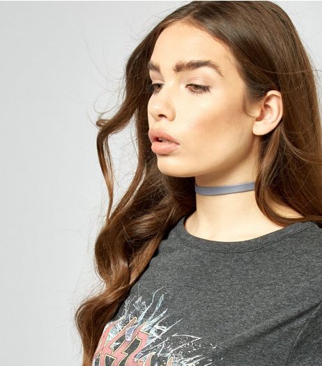 Grey Matte Skinny Choker | New Look