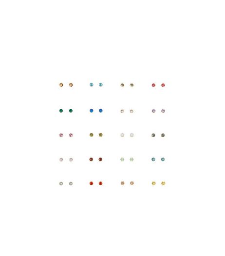 20 Pack Multi Coloured Gem Stud Earrings | New Look