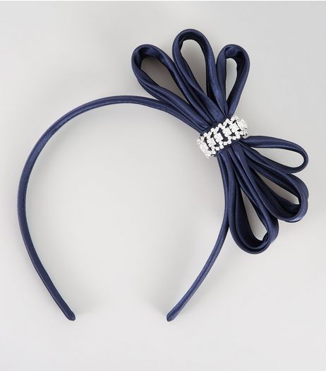 Navy Embellished Bow Fascinator | New Look