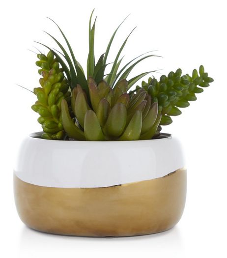 Gold Ceramic Artificial Plant Pot | New Look