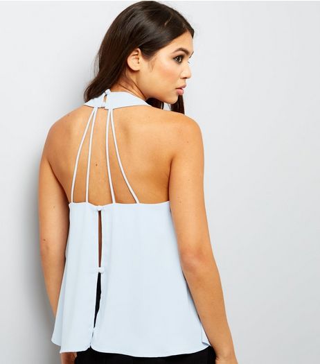Pale Blue Strappy Halter Neck Top | New Look