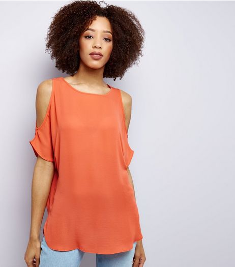 Coral Cold Shoulder Top | New Look