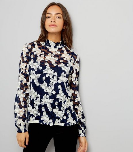 Blue Vanilla Black Butterfly Print Lace Top | New Look