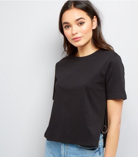 Black D-Ring Tie Side T-Shirt | New Look