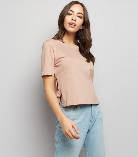 Light Brown D-Ring Tie Side T-Shirt | New Look