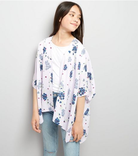 Teens Pink Floral Print Kimono | New Look