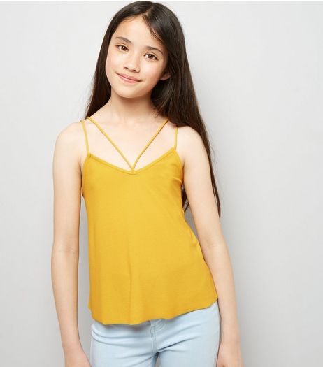 Teens Yellow Double Strap Front Cami | New Look