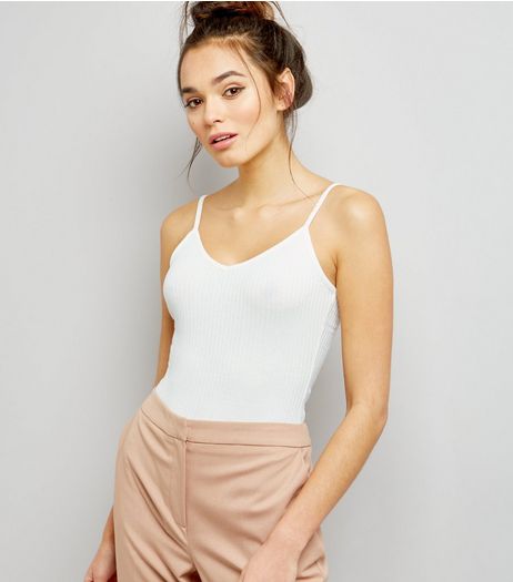 Cream Cross Strap Back Vest Bodysuit | New Look