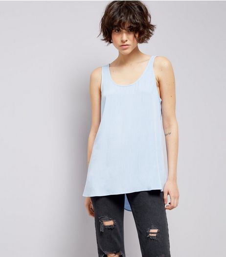 Blue Tie Back Sleeveless Top | New Look