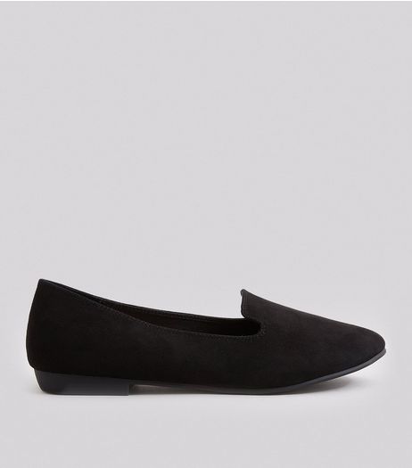 Wide Fit Black Suedette Tab Slippers | New Look