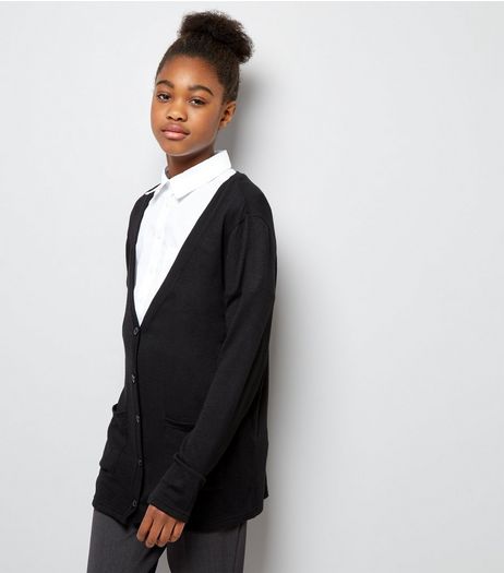 Teens Black Button Front Cardigan | New Look