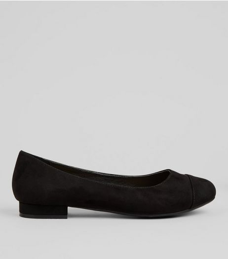 Wide Fit Black Comfort Suedette Pumps | New Look