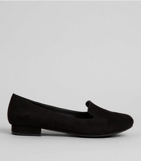 Wide Fit Black Comfort Suedette Tab Slippers | New Look