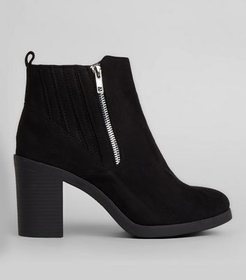 new look suedette flat chelsea boots in black