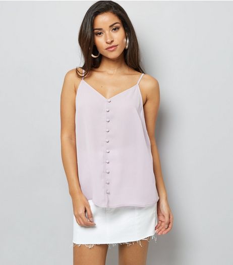 Lilac Button Front Cami Top | New Look