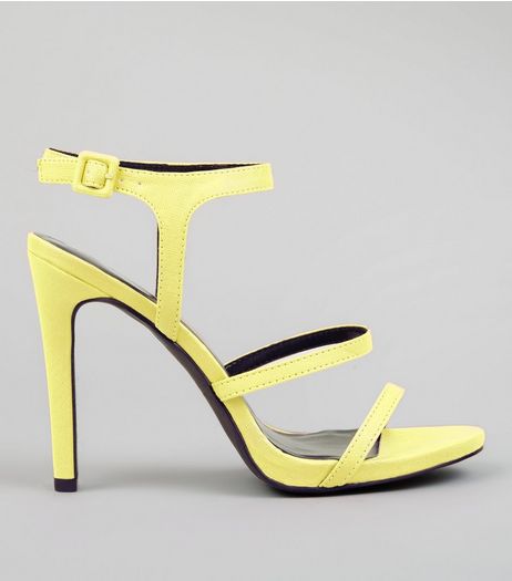 Neon Yellow Ankle Strap Heeled Sandals | New Look