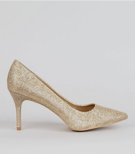 Gold Glitter Court Shoes | New Look