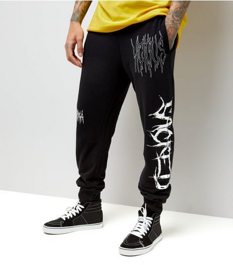 Black Sacred Print Jersey Joggers | New Look