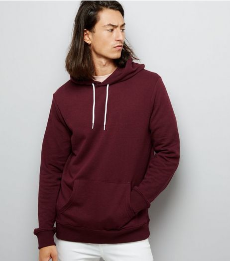Burgundy Pocket Front Hoodie | New Look