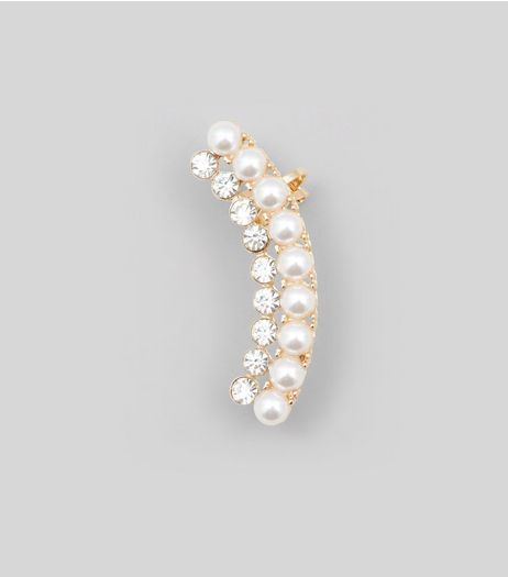 Gold Pearl and Diamante Earcuff | New Look