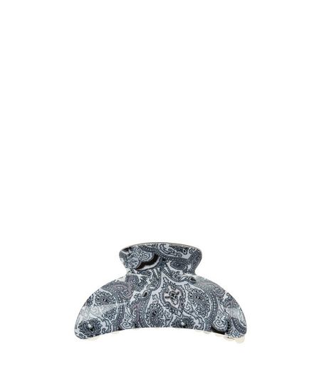 Black Paisley Print Bulldog Clip | New Look