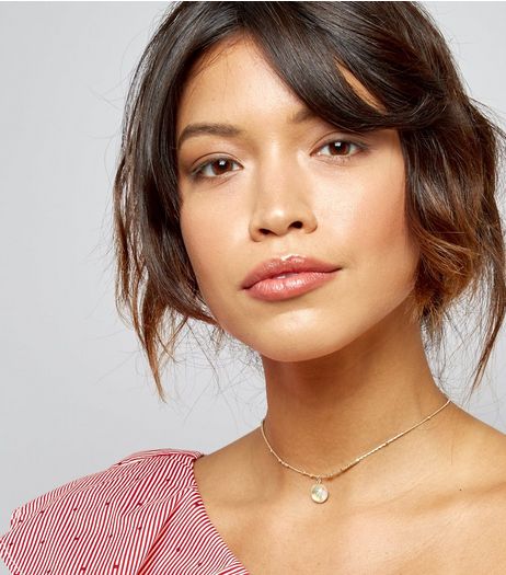 Gold Iridescent Stone Skinny Bead Choker | New Look
