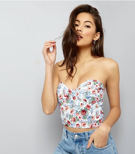 Motel White Floral Print Bralette | New Look