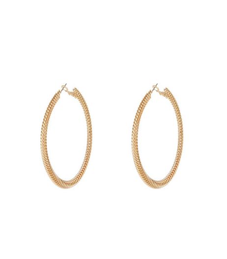 Gold Twist Chain Hoop Earrings | New Look