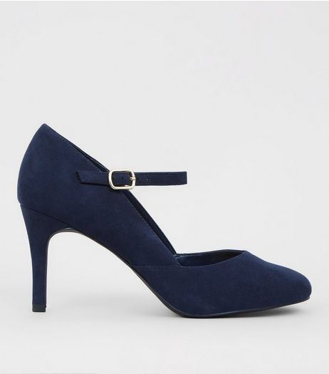Blue Suedette Ankle Strap Court Shoes | New Look