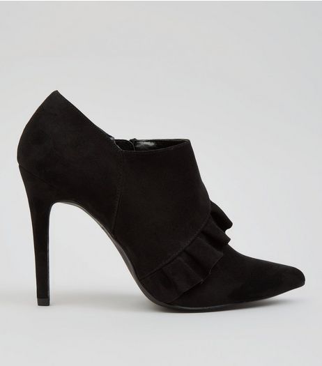 Black Suedette Frill Trim Shoe Boots | New Look