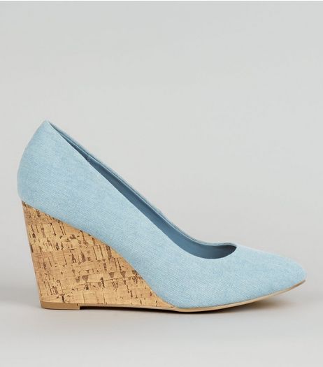 Pale Blue Suedette Wedges | New Look