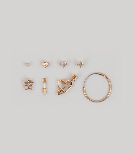 Gold Heart and Arrow Earring Pack | New Look