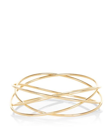 Gold Wire Basket Bangle | New Look